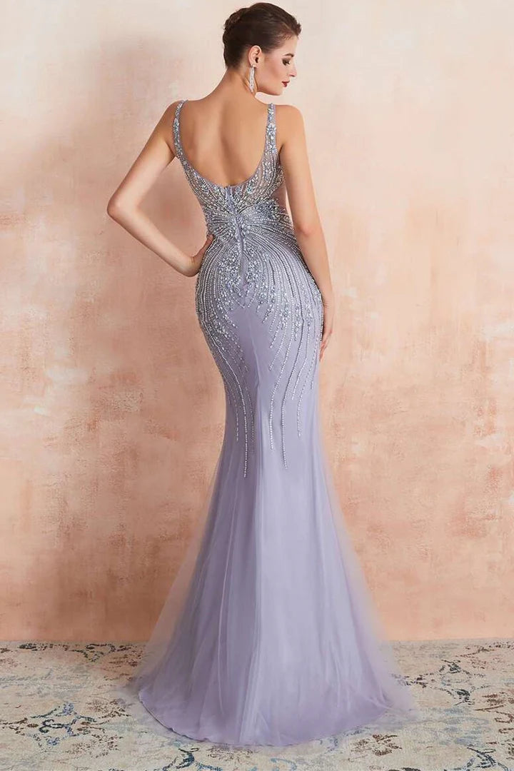 Lavender Round-Neck Sleeveless Full Of Charm Prom Dresses