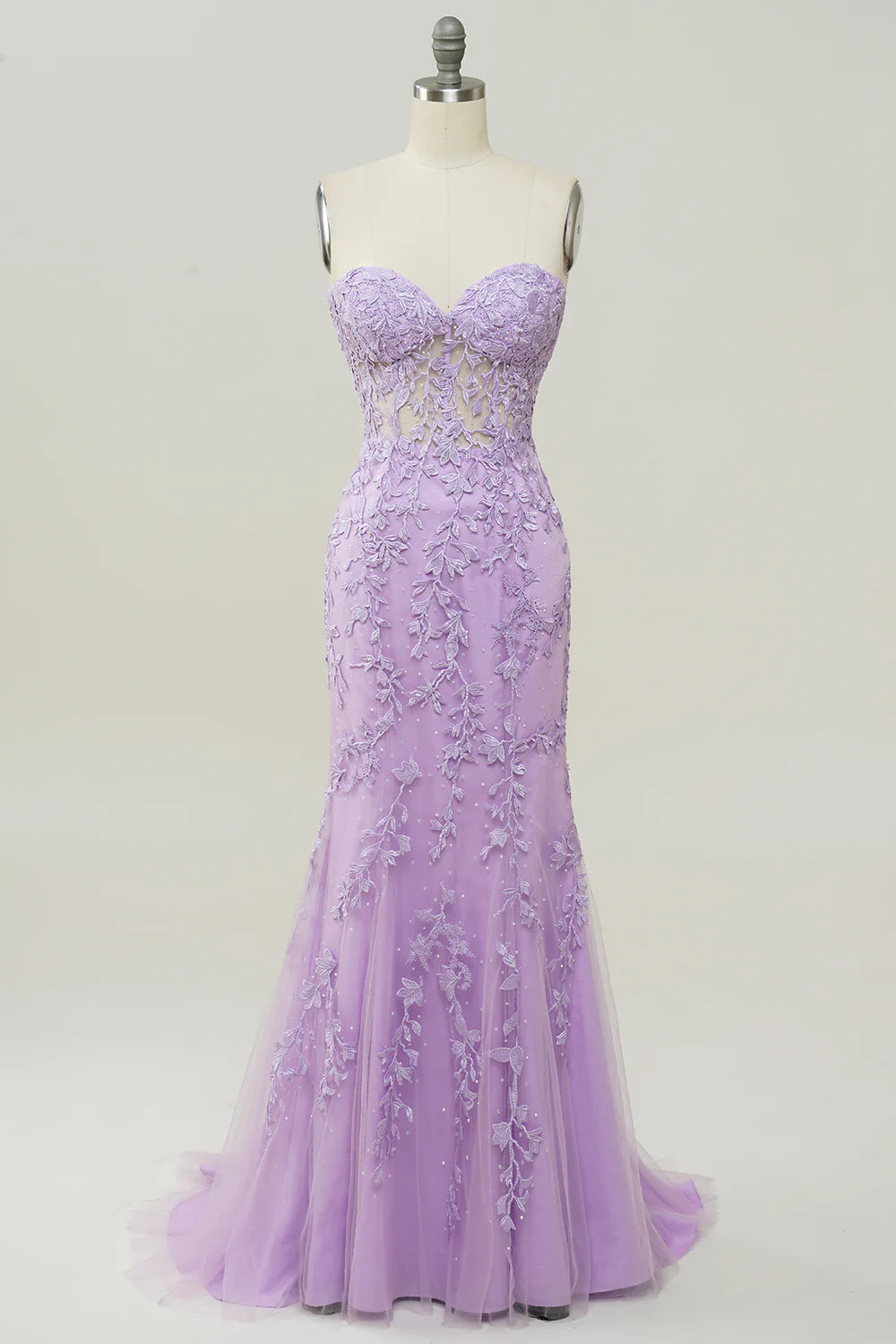 Lilac Strapless Appropriate Color Matching Unique Design Prom Dress