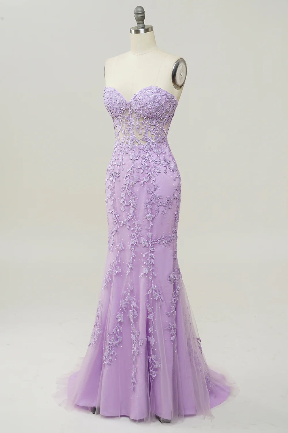 Lilac Strapless Appropriate Color Matching Unique Design Prom Dress