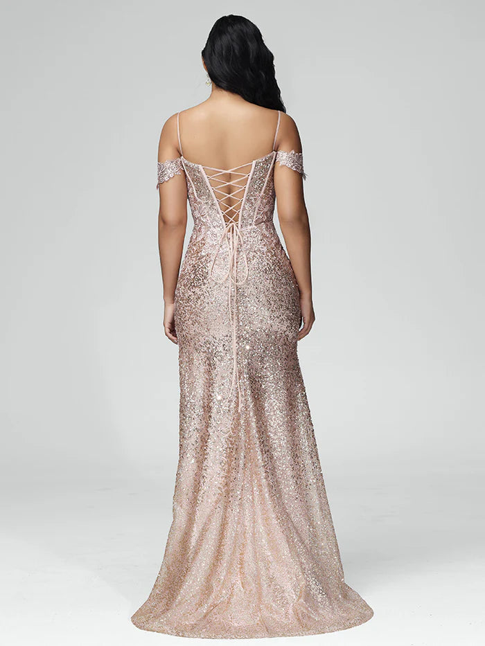 Off Shoulder Sequins Lace Up Unique Design Full Of Charm Prom Dress