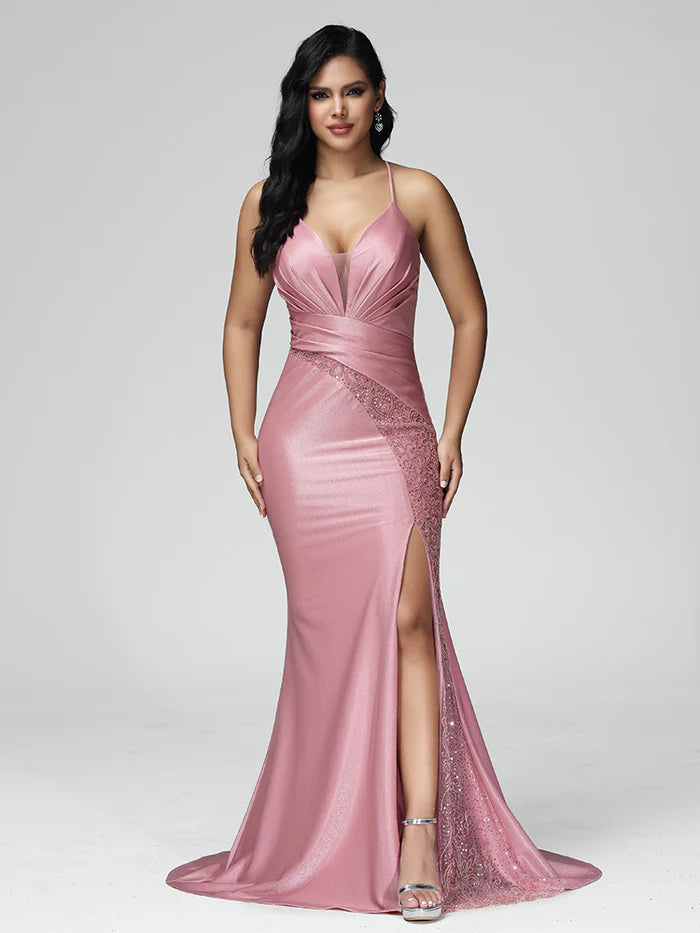 Spaghetti Straps Sleeveless Lace Up Unique Design Full Of Charm Prom Dress