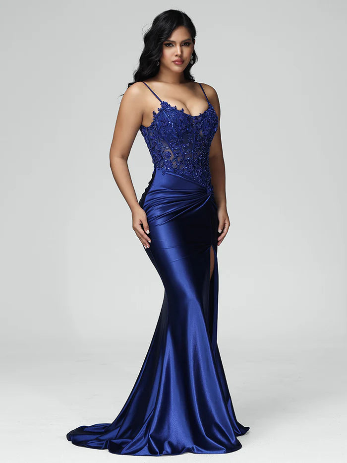 Spaghetti Straps Mermaid Unique Design Full Of Charm Party Dresses