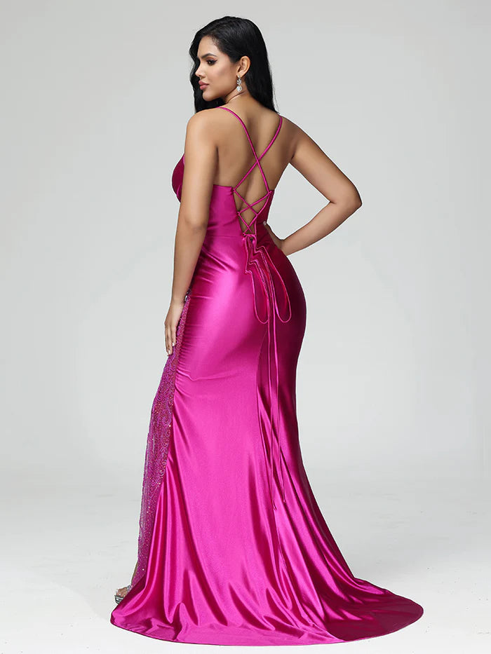 Spaghetti Straps Lace Up Mermaid Unique Design Full Of Charm Prom Dress