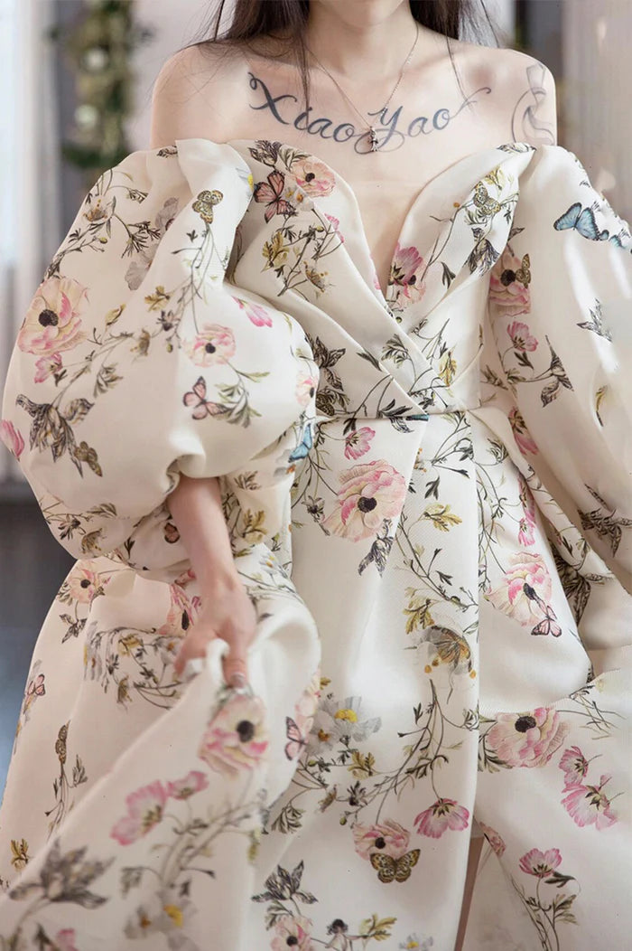 Stylish Printed Pattern Long Unique Design Full Of Charm Party Dresses