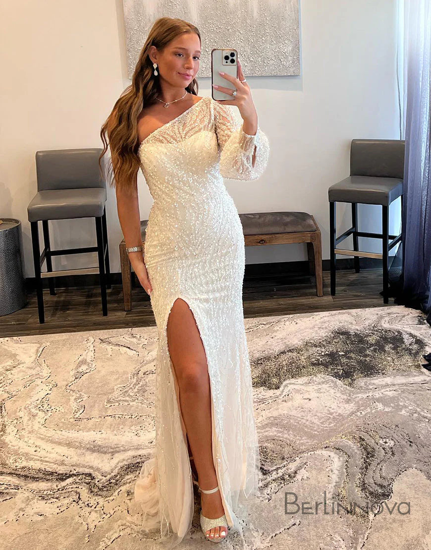 Sexy One-Shoulder Embroidery Full Of Charm Prom Dress