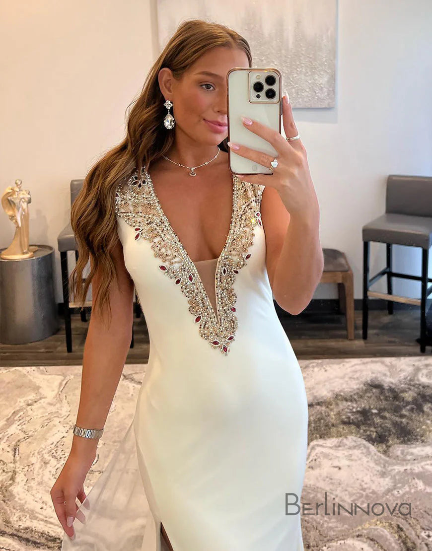 Deep V Neck Ruby Chiffon Long Retract Your Waist Prom Dress