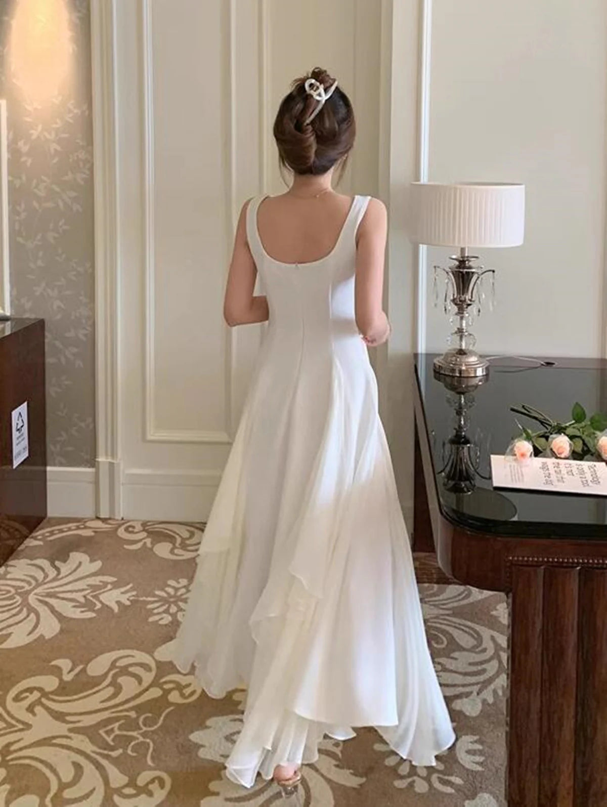 Ivory Chiffon Straps Long Party Dress Full Of Charm Prom Dress