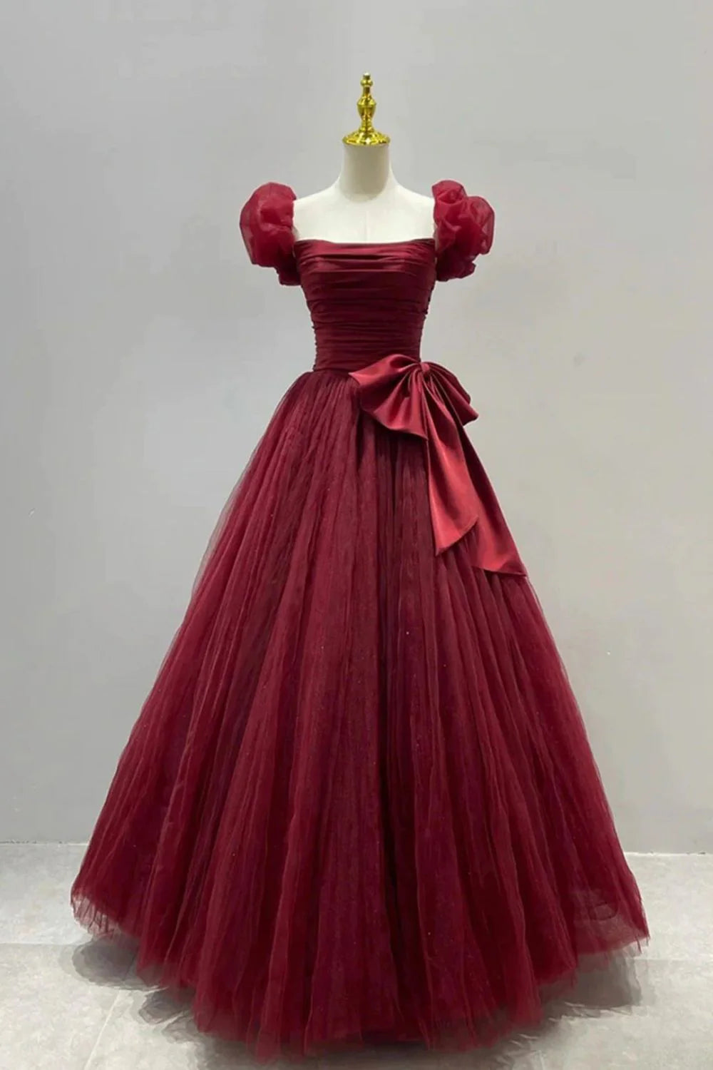 Princess A Line Burgundy Long Full Of Charm Prom Dress