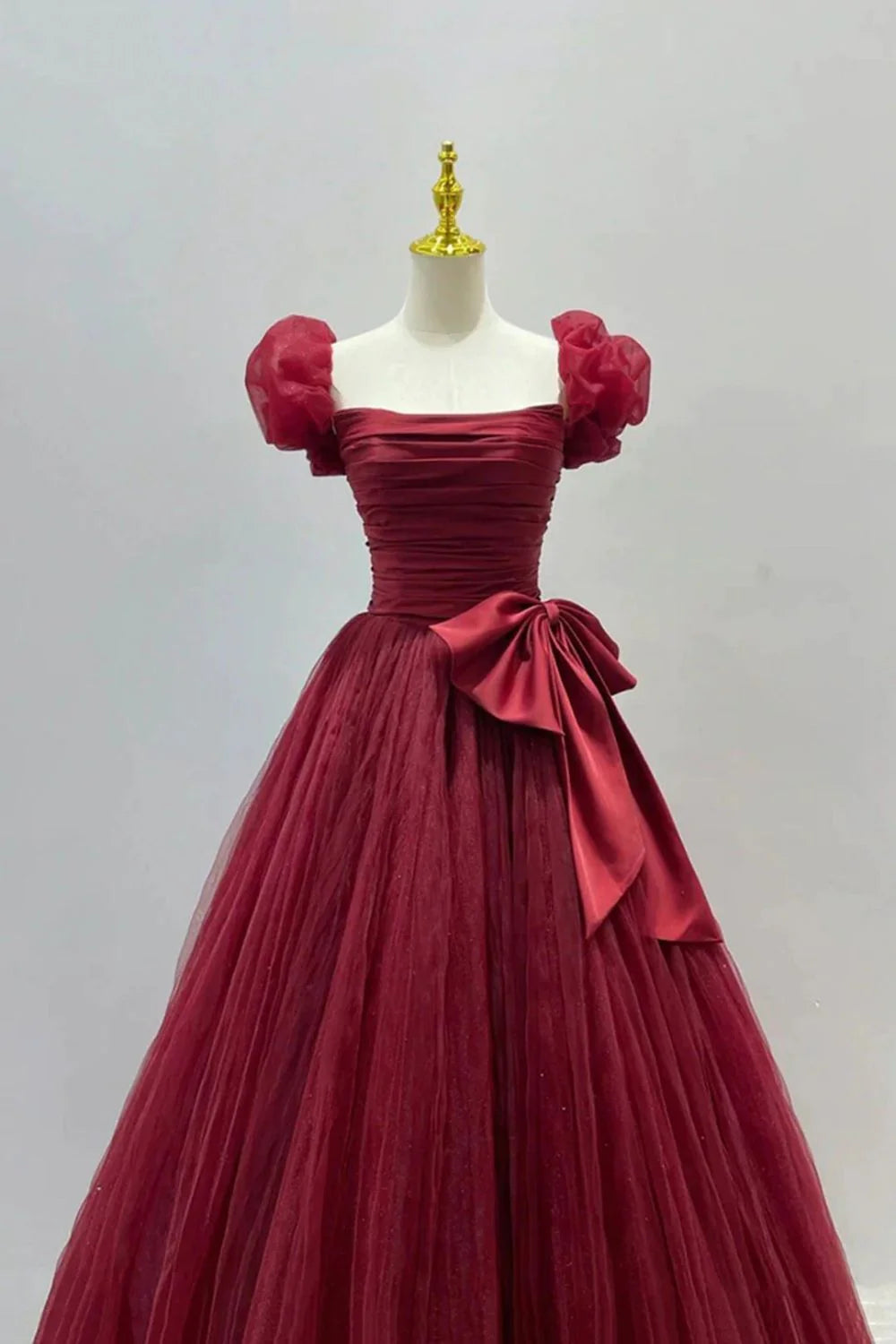Princess A Line Burgundy Long Full Of Charm Prom Dress
