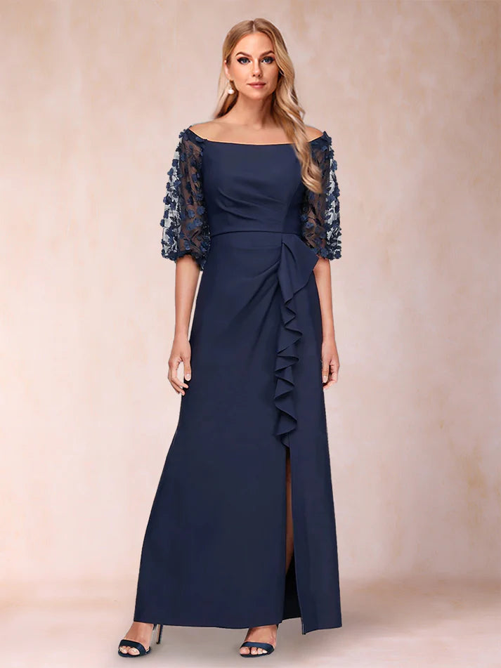 Sheath Off-the-Shoulder Half Sleeves Mother of the Bride Dresses