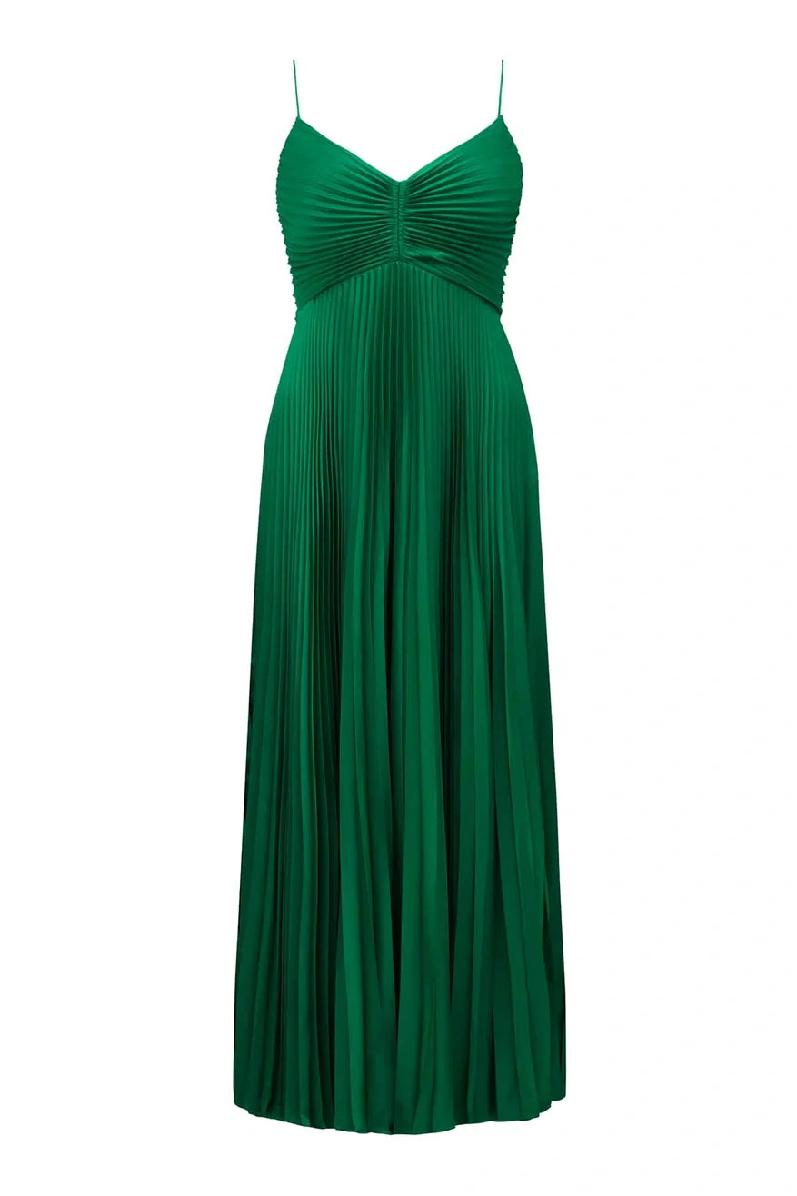Chic A Line Halter Neck Green Formal  Long Prom Dress