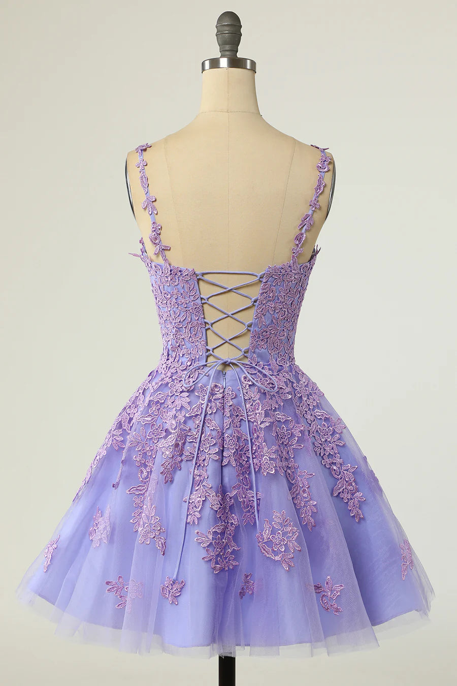 Lavender Appliques V-Neck A-Line Short Unique Design Homecoming Dress