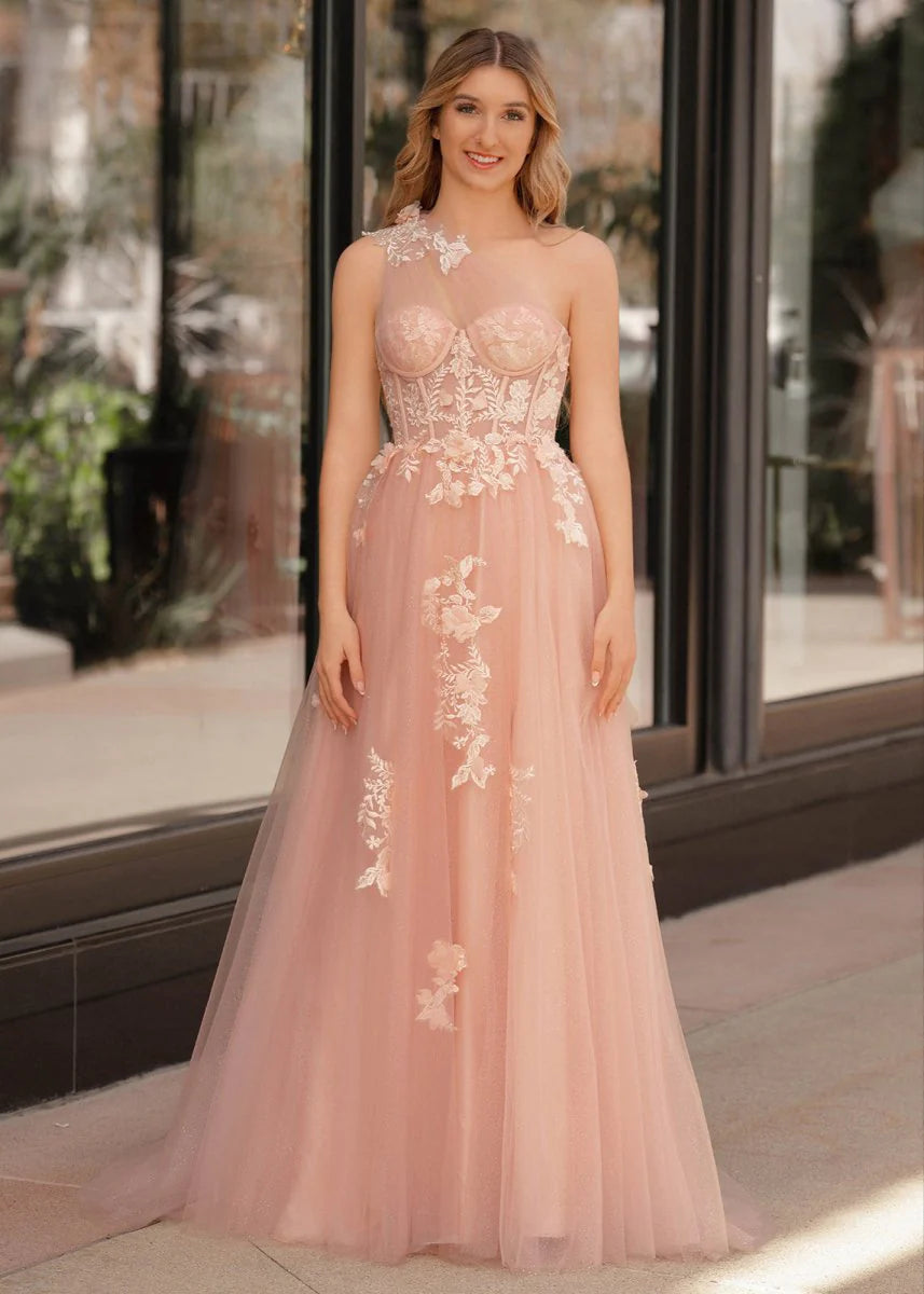 A Line One Shoulder Black Long Retract Your Waist Party Dress