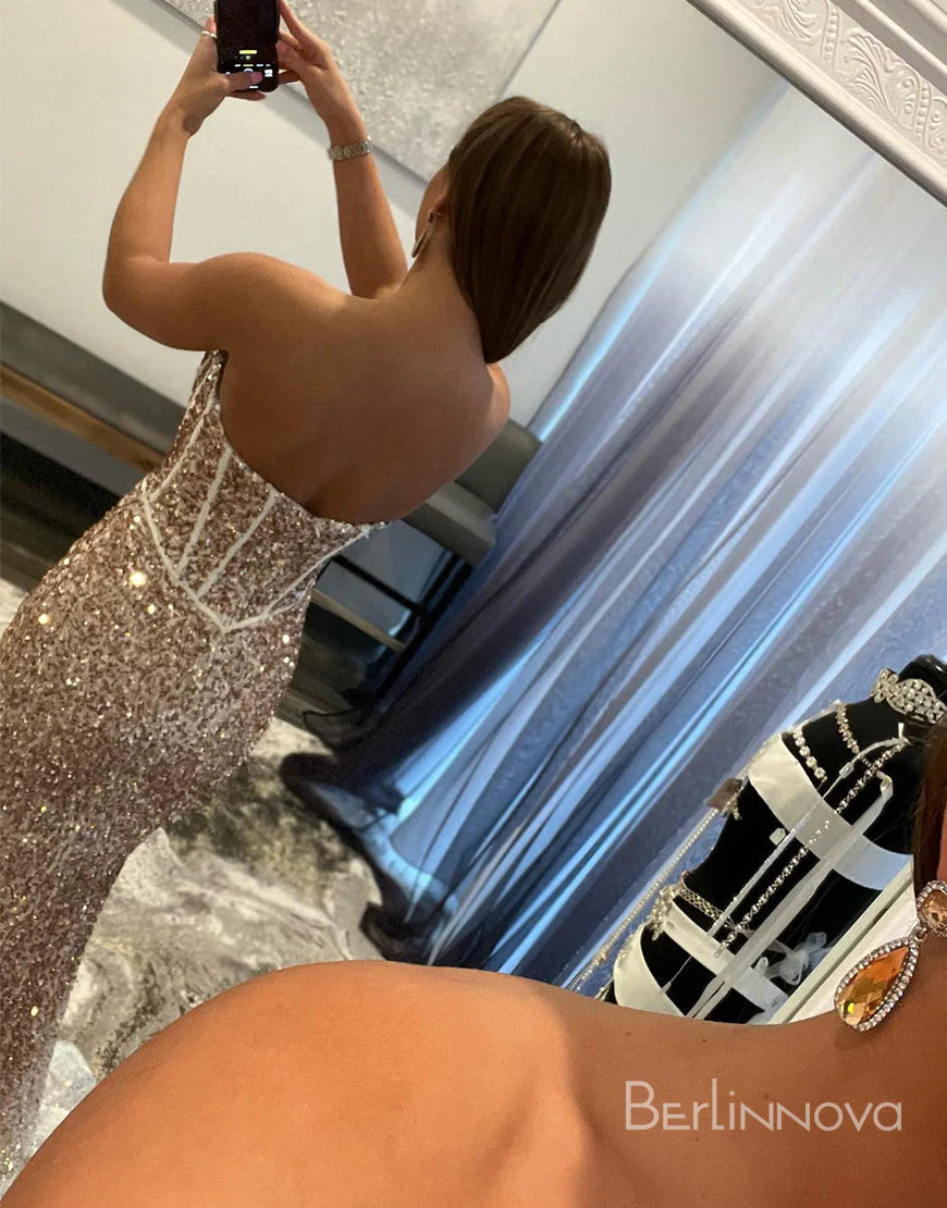 Mermaid Sexy Glitter One-Shoulder Long Full Of Charm Prom Dress