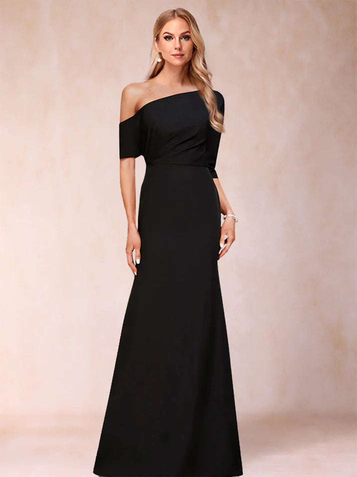 Mermaid One-Shoulder Half Sleeves Full of charm Mother of the Bride Dresses
