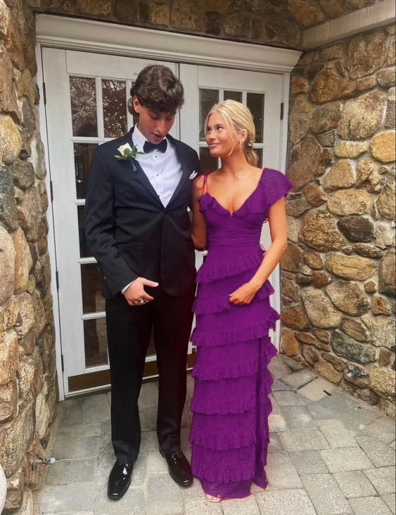 long red prom dresses sexy lace full of charm evening dress