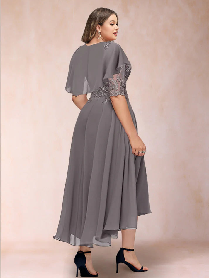 Princess Scoop Half Sleeves Plus Size Mother of the Bride Dresses