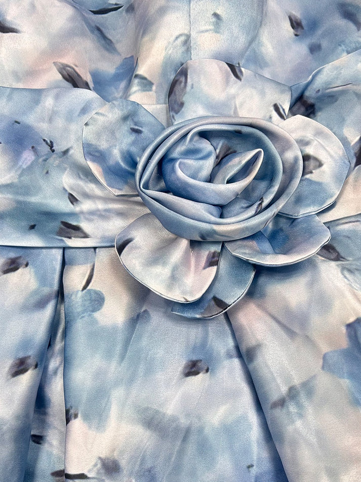 Princess Scoop Short Sleeves Printed Floral Mother of the Bride Dresses