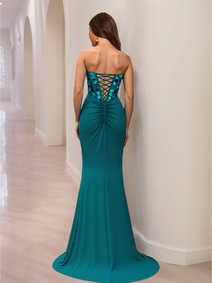 Trumpet/Mermaid Sweetheart Beading Sequins Long Prom Dresses