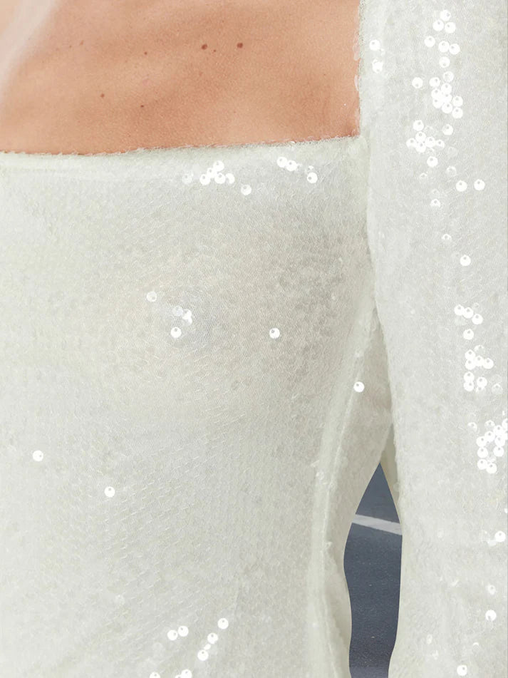 Sheath/Column Cowl Neck Long Sleeves Short Sequined Homecoming Dresses