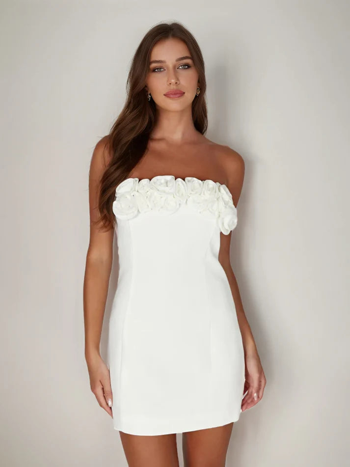 Sheath/Column Strapless Rose Mini Dresses Short Homecoming Dresses