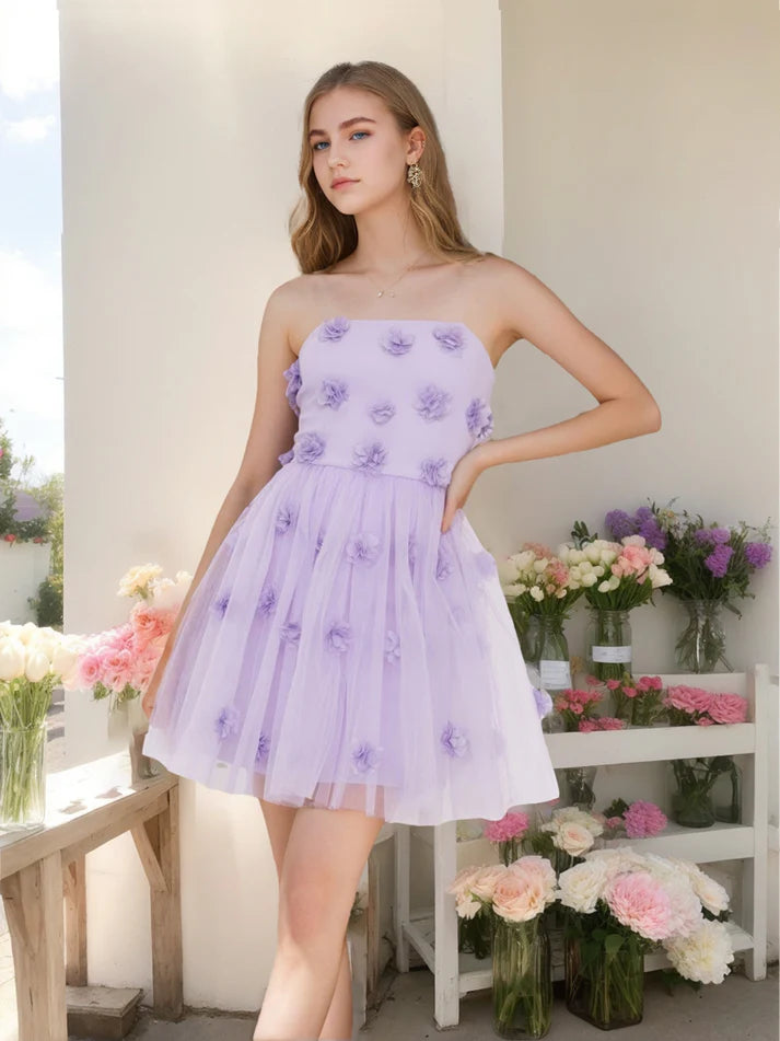A-Line/Princess Strapless Sleeveless Short Homecoming Dresses