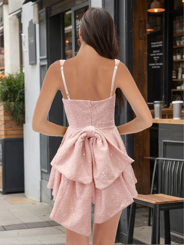 A-Line Chich Square Neck Sequin Short Homecoming Dresses