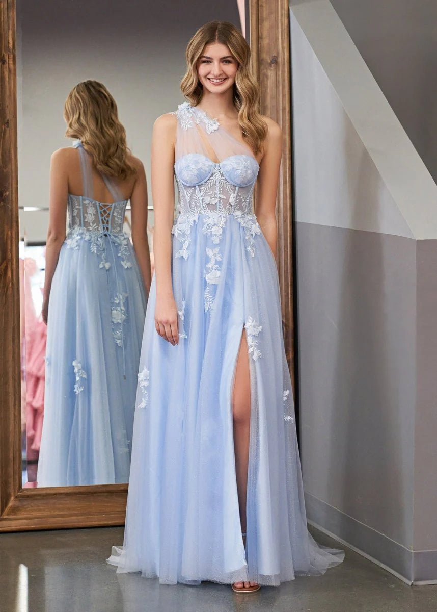 A Line One Shoulder Black Long Retract Your Waist Party Dress