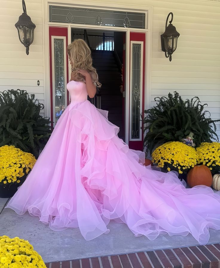 Charming A Line Off the Shoulder Pink Tulle Long Party Dress