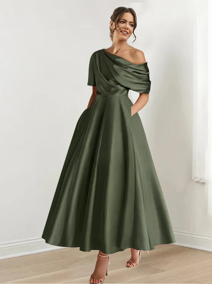 Princess One-shoulder Half Sleeve Mother of the Unique Design Mother of the Bride Dresses