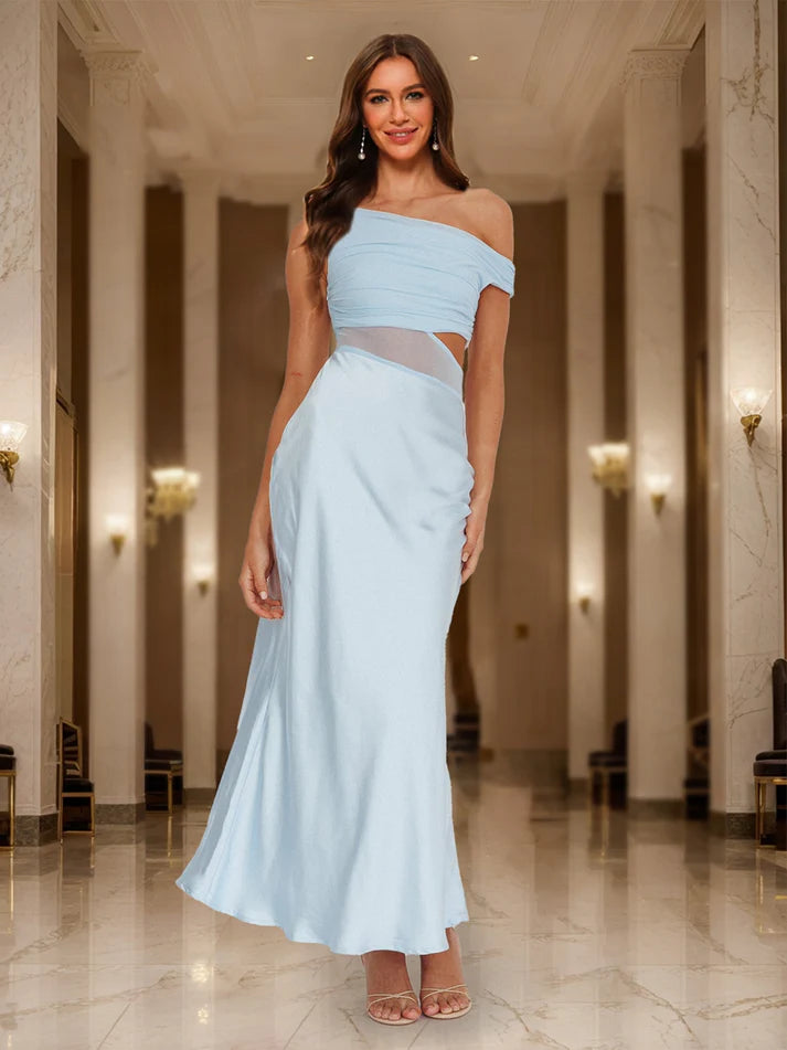 Mermaid Asymmetrical One-Shoulder Cutout Maxi Dress Long Prom Dresses