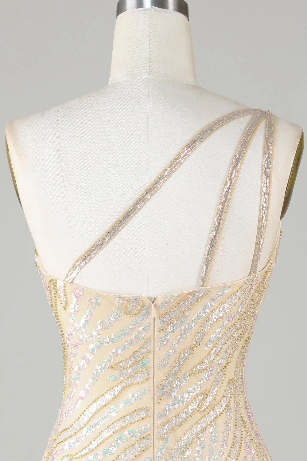 Sheath One Shoulder Golden Sequins Short Full Of Charm Homecoing Dress