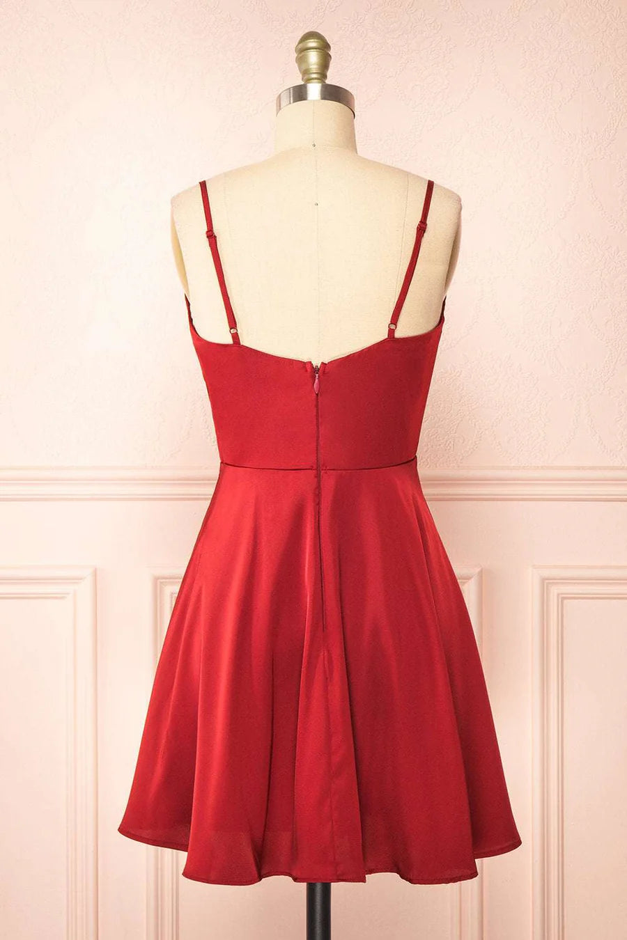 Red Cowl Neck A-Line Short Full of charm Party Dress