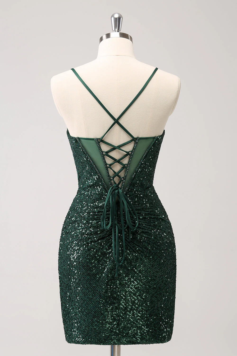 Dark Green Bodycon Spaghetti Straps Corset Shor Full Of Charm Homecoing Dress