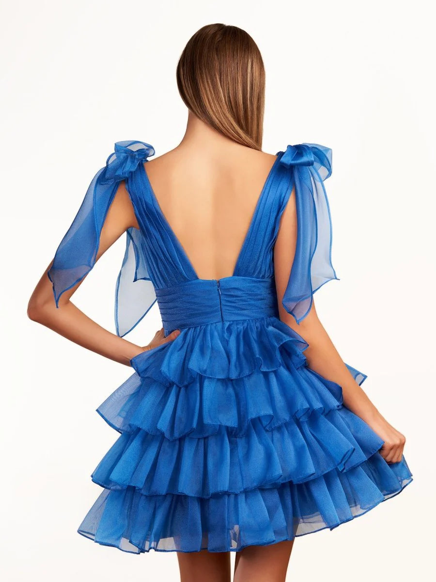 rendy A-Line Royal Blue Tiered   Retract Your Waist  Homecoming Dress