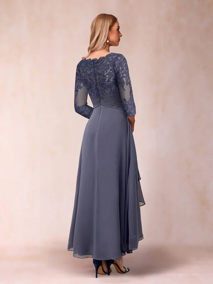 Princess Sheer Neck 3/4 Sleeves Mother of the Bride Dresses
