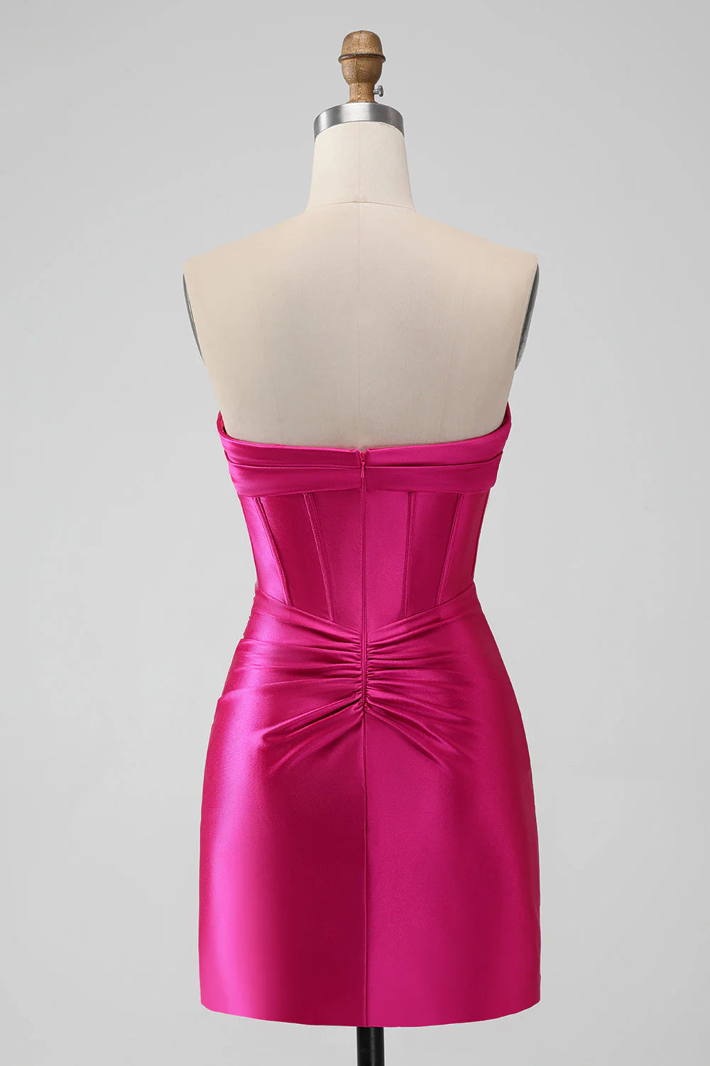 Fuchsia Bodycon Sweetheart Satin Corset Short Full Of Charm Homecoing Dress