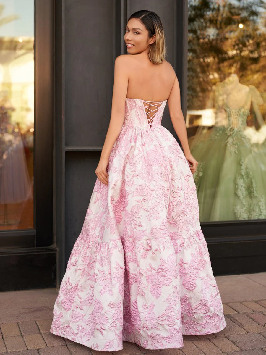 A-Line Sweetheart Floral Printed Long Full of charm Prom Dresses
