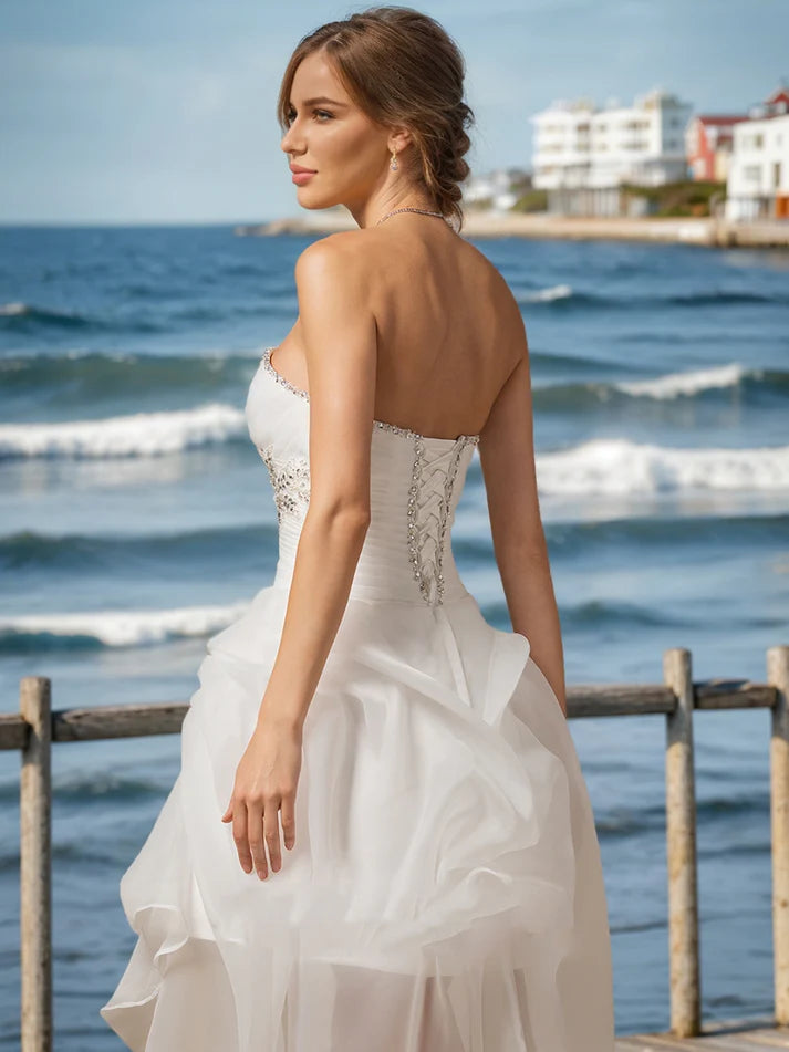 A-Line/Princess Sweetheart Sleeveless Sequins Retract Your Waist Wedding Dresses