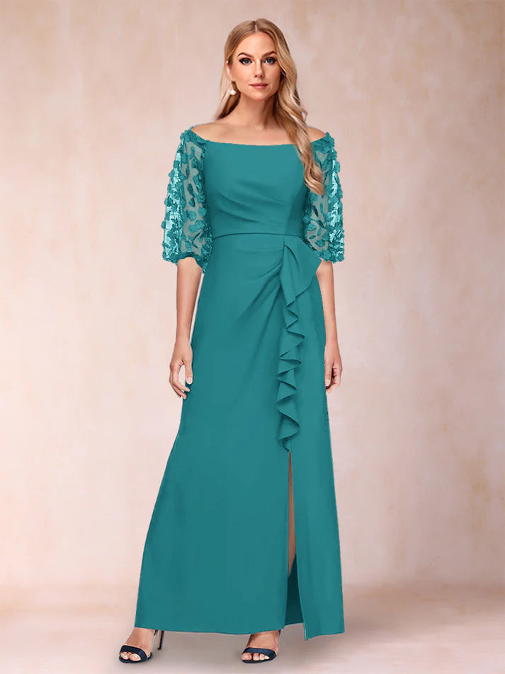 Sheath Off-the-Shoulder Half Sleeves Mother of the Bride Dresses