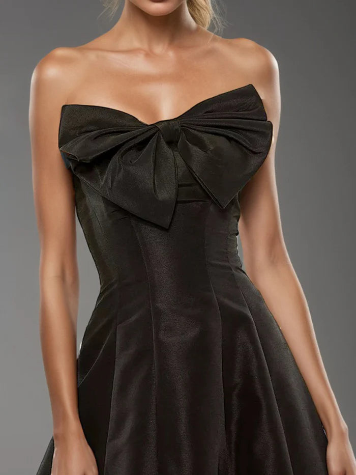 Little Black Dress Sweet A Line Strapless Black Ankle Length Prom Dress