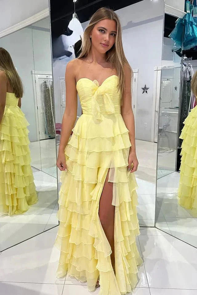 Chiffon Fuchsia Sweetheart Tiered Ruffles Appropriate color matching Prom Dress