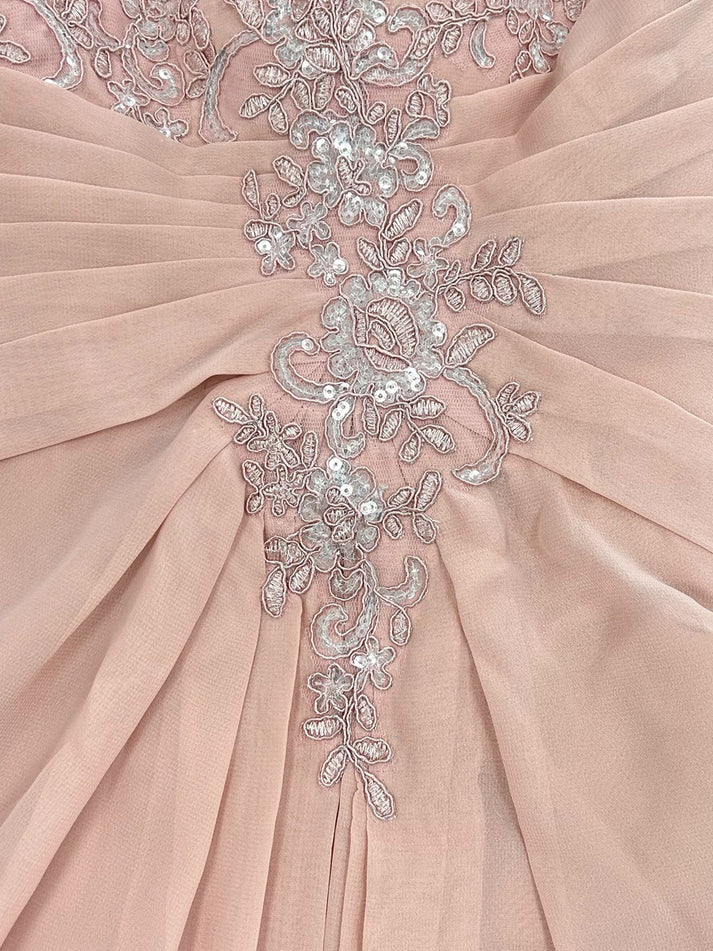 Princess Illusion Scoop Appliques Ruched Mother of the Bride Dresses