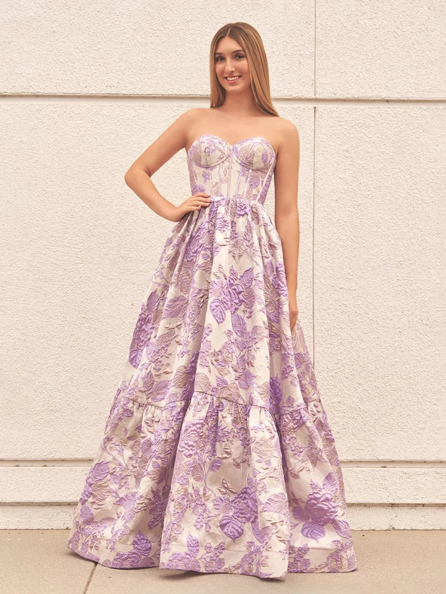 A-Line Sweetheart Floral Printed Long Full of charm Prom Dresses