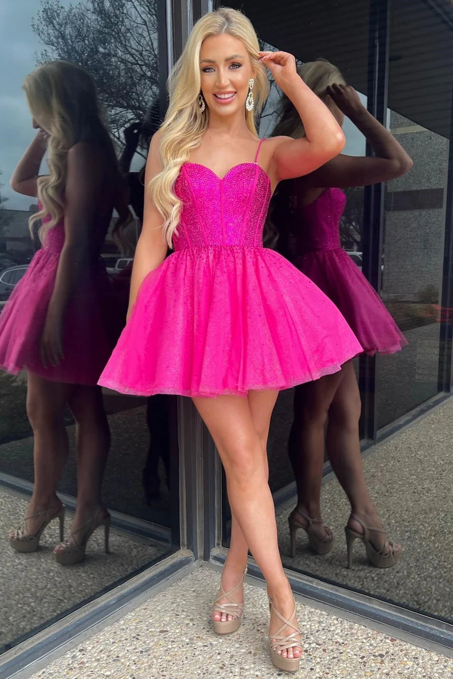 Magenta Sweetheart A-Line Unique Design Homecoming Dress