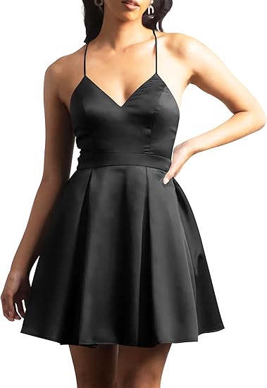 Sexy Deep V Neck Spaghetti Strap Sleeveless Full Of Charm Homecoming Dresses