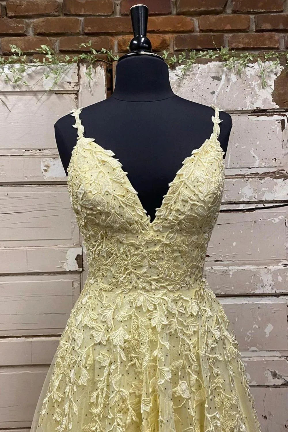 Charming A Line Spaghetti Straps Yellow Long Full Of Charm Prom Dress