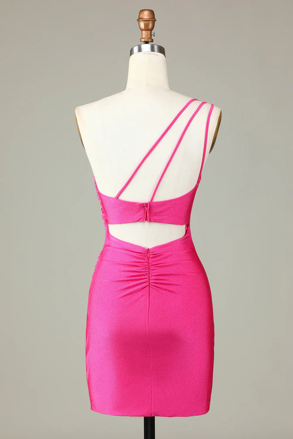 One Shoulder Unique Short Fuchsia Full Of Charm Homecoing Dress