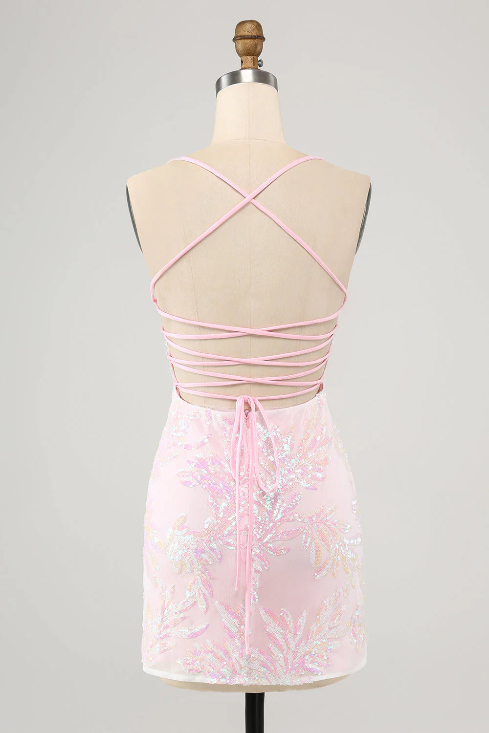 Sparkly Pink Spaghetti Straps Tight Full Of Charm Homecoing Dress