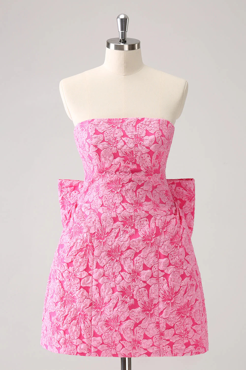 Fuchsia A Line Floral Strapless Short Full Of Charm Homecoing Dress